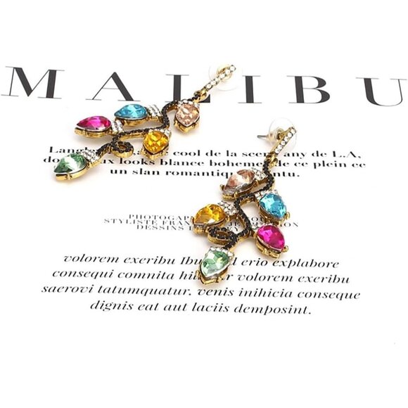 🆕 Women Pink Christmas Dangle Earrings Colorful Light Bulb Tree Drop Jewelry - Picture 7 of 7